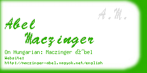 abel maczinger business card